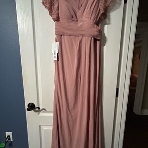 Zara Pink Ruffled Wrap Gown for Weddings originally purchased from Azazie.